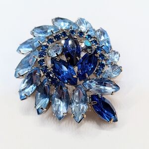 Vintage Blue Rhinestone Brooch